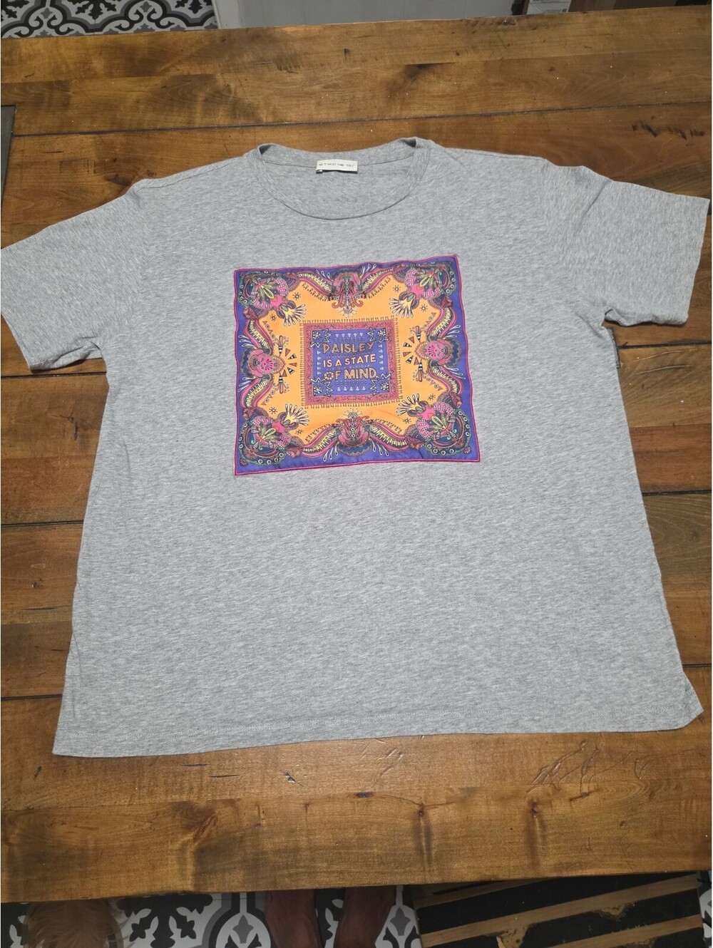 Etro Milano Paisley Is A State Of Mind T Shirt Gray Woven Jacquard Mens XL 46